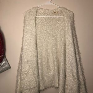 Fluffy white cardigan